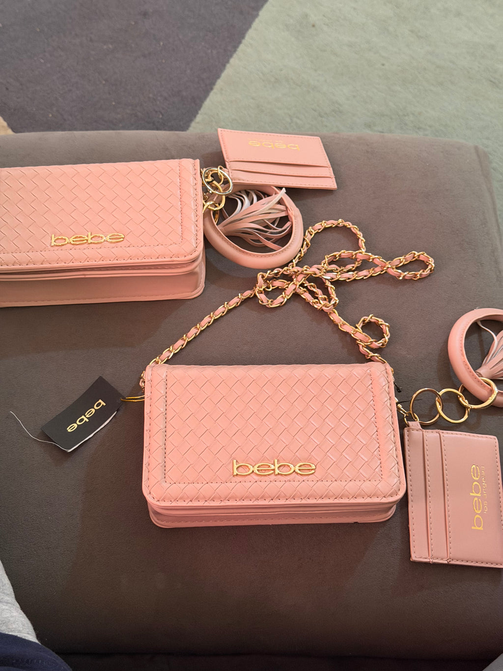 bebe Blush Woven Faux-Leather Accessory Set