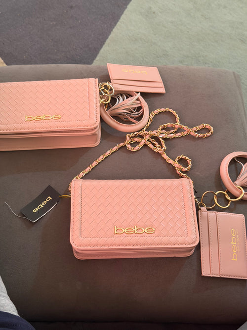 bebe Blush Woven Faux-Leather Accessory Set