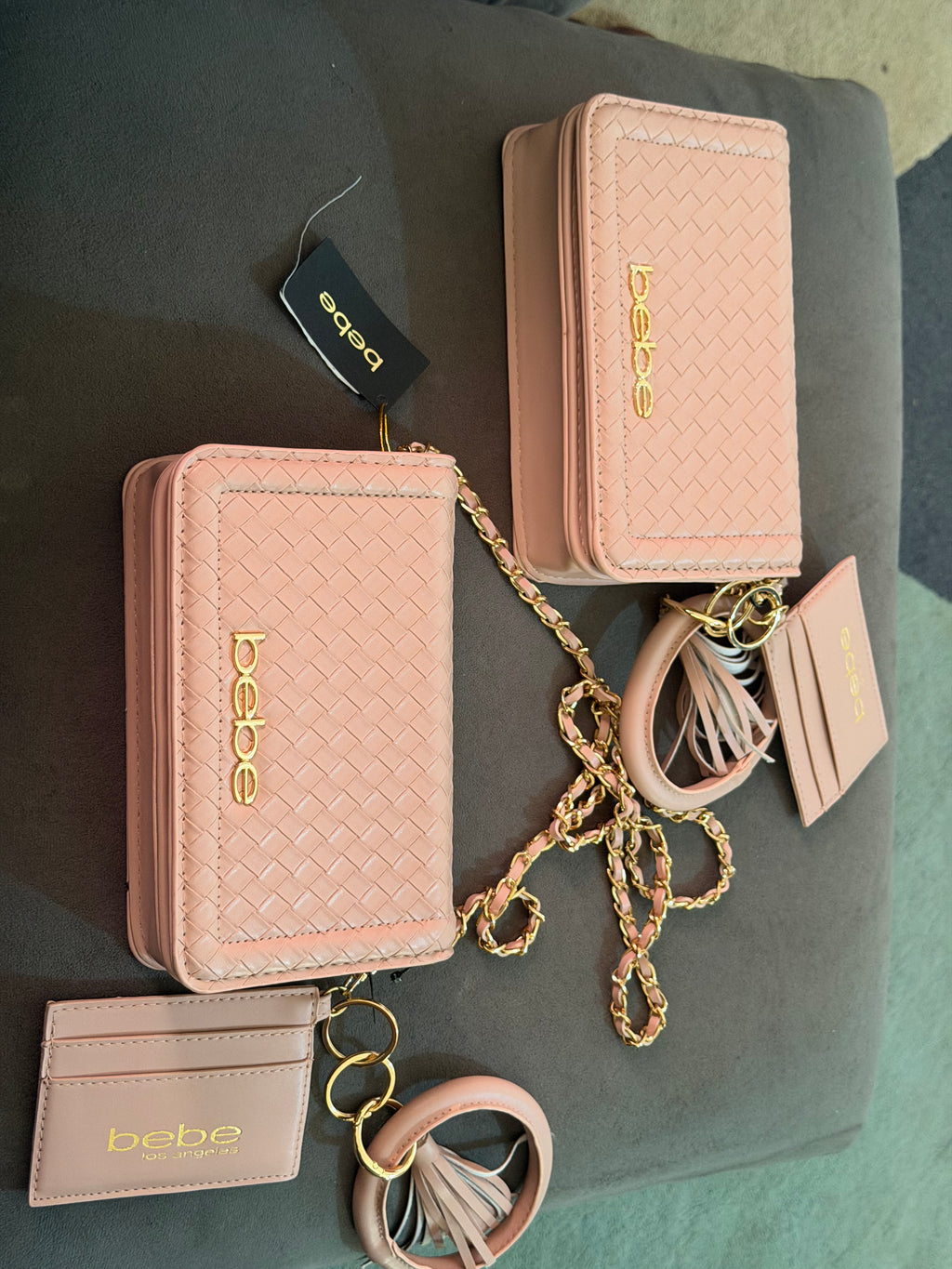 bebe Blush Woven Faux-Leather Accessory Set