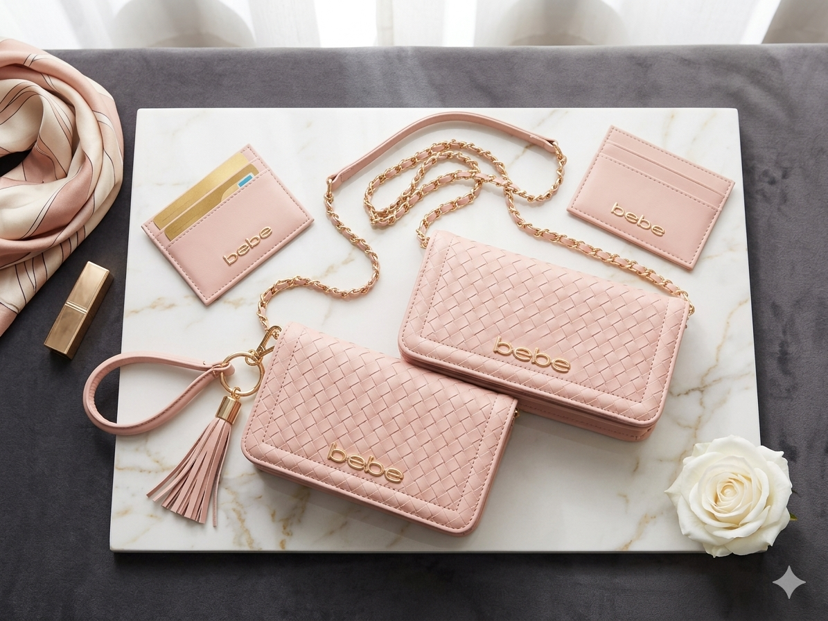 bebe Blush Woven Faux-Leather Accessory Set